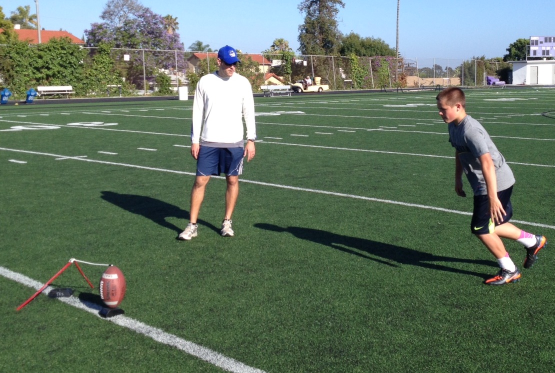 San Diego Kicking Coach working with Portland Kicker